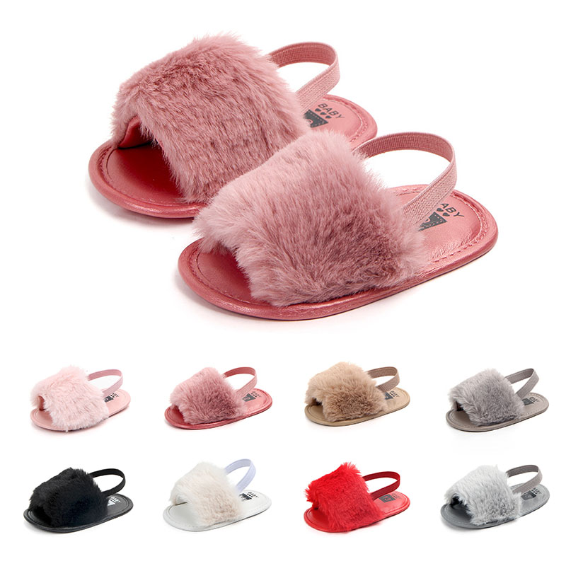 fur sandals for little girl